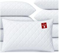 Lakhmaali Pillow Protectors Pack 8 - Standard Size 50x75cm, Premium Quilted Design, Zip Closure, Breathable 100% Microfiber with Hollow Fiber Filling, Washable Pillow Covers for Hotels & Home Use