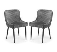 lakia grey velvet dining chairs with black legs in pair