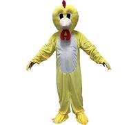 LaKimLin Yellow Chicken Mascot Costume - Adult Size Full Body Yellow Chick Suit with Red Bowtie