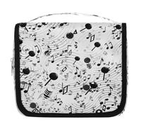 Lakiniss Hanging Toiletry Bag Waterproof Makeup Cosmetic Bag Travel Bag Organizer for Accessories Shampoo Full Sized Container Travel-Essentials Toiletry Bag, Black Musical Notes, 9x4x19.2 inch,