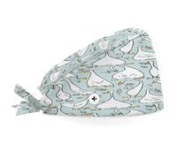 Lakiniss Working Caps with Button Sweatband Bouffant Hats Adjustable Scrub Caps Elastic Nurse Hats Surgical Caps Chef Head, Cute Duck, M