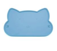LAKIRA Cat Food Bowl Mat, Silicone Non-Slip Dog Food Mat, Waterproof Light Dog Feeding Mat for Food and Water, Keeps The Food and Water Off The Ground (Baby Blue)