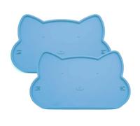 LAKIRA Cat Food Bowl Mat, Silicone Non-Slip Dog Food Mat, Waterproof Light Dog Feeding Mat for Food and Water, Keeps The Food and Water Off The Ground (2 Pack Baby Blue)