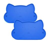 LAKIRA Cat Food Bowl Mat, Silicone Non-Slip Dog Food Mat, Waterproof Light Dog Feeding Mat for Food and Water, Keeps The Food and Water Off The Ground (2 Pack Royal Blue)
