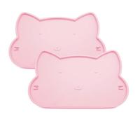 LAKIRA Cat Food Bowl Mat, Silicone Non-Slip Dog Food Mat, Waterproof Light Dog Feeding Mat for Food and Water, Keeps The Food and Water Off The Ground (2 Pack Pink)