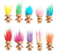LAKJUOZ 10 x Mini Trolls Dolls, Vintage PVC Trolls, Lucky Doll, Mini Action Figures, 3 cm, Charming Collection of Cute Little Guys, Crafts, School Project, Party Favors