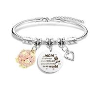 LAKJUOZ Mother's Day Gift Bracelet Woman Bracelet With Bead Pink Mom Don't Forget That I Love You Forever Mother's Birthday Gift