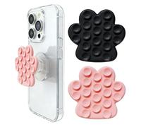 LAKJUOZ Pack of 2 Silicone Suction Cup Mobile Phone Holder, Sticky Mobile Phone Holder with Extendable Stand for iPhone/Samsung/Google/Kindle, Mobile Phone Grip for Kitchen, Bathroom, Gym, Car (Cat