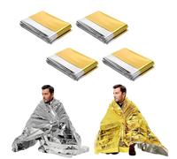 LAKJUOZ Pack of 4 Emergency Blankets Gold Silver Emergency Blanket for Outdoor Hiking Survival Robust Tear-Resistant Waterproof 210 x 160 cm