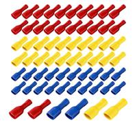 LAKJUOZ Pack of 60 Quick Coupling Sockets Vinyl Fully Insulated, Blade Receptacles 6.3 x 0.8 mm Cable Lug Red for 0.5-1.5 mm² (22-16 Awg), Blue for 1.5-2.5 mm² (16-14 Awg), Yellow for 4.0-6.0 mm² (12