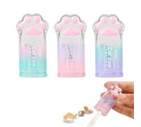 LAKJUOZ Pencil Sharpener Set with Container - 3 Pieces in 3 Colours, for Thick and Thin Pencils, with Single Hole Design and Lid, Ideal for Children and School/Office (Cat Paw)