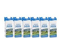 Lakkeland UHT Whole Milk 1 Litre - Pack of 6 | Long-Life Ambient Milk | High Protein, Creamy Flavour | Perfect for Home, Office, Cafés & Travel