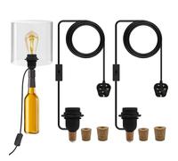 LAKONEI 2Pcs E27 Bottle Lamp Holder, 240CM Cable Bottle Light Kit, Adapter Kit with 3 Sizes Stoppers, Suitable Lamp Kits Do It Yourself for Glass Bottles (No Bulb)