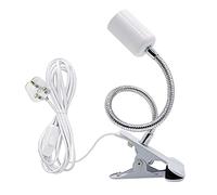 LAKONEI 360° Flexible Clip Lamp Holder Bedside Reading Light, Adjustable Gooseneck Desk Lamp with Metal Clip E27 Clamp Lamp Holder for Bedroom Office Garages Kitchen (No Bulb)
