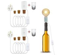 LAKONEI DIY Bottle Lamp Kit 2 Pack White, 240cm Extension Cord, Bottle Light Adapter with Switch & UK Plug, E27 to B22 Converter, 3 Size Stoppers for Table Lamp Making (No Bulb)