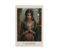 Lakshmi Hindu Goddess of Wealth Wall Art Canvas Poster Bedroom Decor Landscape Office Room Decor Gift 12x18inch(30x45cm)