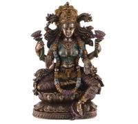 Lakshmi Indian Goddess of Prosperity - Lotus Throne Sitting Bronzed by Veronese