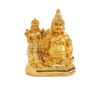 Lakshmi Kubera Statue - 4 Inch Resin Idol in Gold Finish | Handmade Hindu God Figurines for Wealth & Harmony | Kuber Idol for Home Temple | Vastu Showpiece for Decor & Gifting