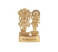 Lakshmi Narayan Statue Murti Golden Metal Small Laxmi Vishnu Hindu Indian God Goddess Idol for Car Dashboard Home Office Desk Mandir Temple Pooja Décor Diwali Wedding Gift (3 Inch)