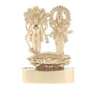 Lakshmi Narayan Statue Murti Golden Metal Small Laxmi Vishnu Hindu Indian God Goddess Idol for Car Dashboard Home Office Desk Mandir Temple Pooja Décor Diwali Wedding Gift (5 Inch)