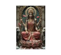 Lakshmi on Lotus, Goddess of Wealth Painting Canvas Poster Bedroom Decor Landscape Office Room Decor Gift 20x30inch(50x75cm)