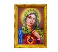 Lakshmi Stores - Mother Mary Framed Photo A4 Size Wall Decor | Blessed Virgin Mary Christian Religious Picture Frame for Home Prayer Room Church Gift