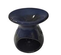 Lakshmi Stores UK - Ceramic Oil Burner for Pooja, Dark Brown Aroma Diffuser, Essential Oil Lamp, Camphor Burner, Dhoop & Incense Holder, Home Temple Decor