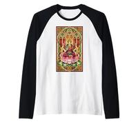 Lakshmi Wealth Goddess Stained Glass Hinduism Mythology Raglan Baseball Tee