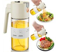 LAKUMIQI Oil Sprayer For Cooking with Leak-Proof Seal, One Touch Mist - 600ML Kitchen Oil Dispenser Bottle for Air Fryer, BBQ, Baking, Salad(White)