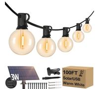 Lakumu 100FT G40 Solar String Lights Outdoor Waterproof, Globe Outdoor String Lights with 36+1 LED Shatterproof Bulbs, 2700K Patio Lights Solar Powered Hanging Lights for Outside Camping Backyard
