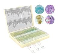 LAKWAR 120 Microscope Slides with Specimens for Kids & Adults, Prepared Slides for Microbiology, Transparent Glass Slides with LED Light Source