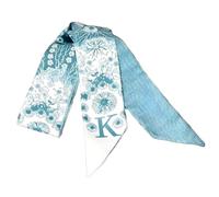 LAKYMIE Initial Letter Printed Satin Head Scarf - Silk Feeling Neck Scarf, Hair Wrap, Narrow Neckerchief, Handbag Handle Wrap, Lightweight Bandana for Women, Gift for Her (Alphabet K)