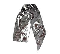 LAKYMIE Initial Letter Printed Satin Head Scarf - Silk Feeling Neck Scarf, Hair Wrap, Narrow Neckerchief, Handbag Handle Wrap, Lightweight Bandana for Women, Gift for Her (Alphabet D)