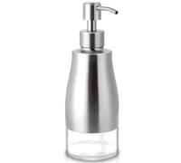 LALA DOLCE Stainless Steel Case Glass Soap Dispenser Liquid Bottle for Countertop Kitchen & Bathroom Hand Dish Lotion (Brushed Nickel Clear, 300ml/10oz)