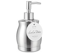LALA DOLCE Stainless Steel Countertop Soap Dispenser Liquid Bottle and Pump, Suitable for Various Places Such as Kitchen and Bathroom (Brushed Nickel, 390 ml/13 oz)