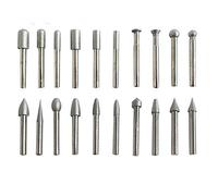 Lala Smill Set of 20 1/4" Shank Diamond Coated Grinding Burrs, 120 Grit Rotary Carving Bits - Sphere, Cylinder, Bullet, Needle, Taper Shapes