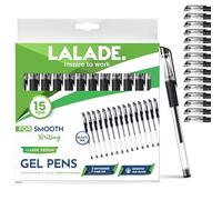 Lalade 15 pcs gel pens economy pack, Fine tip quick-drying, great smooth writing experience best for home, schools & offices (15 pens/pack) (Black)