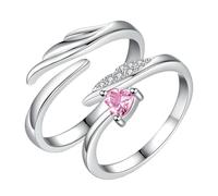 LALADEFIEE 1 Pair Wing Rings for Couples, Copper Zircon Open Finger Rings with Comfortable Fit and Easy to Take, Chic and Unique Design for Daily Life, Gift for Girlfriend or Lovers