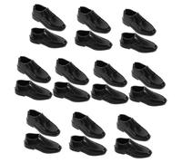 LALADEFIEE 10 Pairs Scale Miniature Black Shoes for Male Dolls Tailored Fit Doll Accessories for Action Figures and Micro Landscape Ornaments Easy to Change