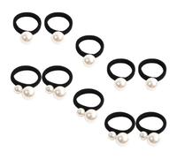 LALADEFIEE 10 Pcs Elastic Hair Ties with Pearls for Hair Practical and Convenient Ponytail Holder for Women and Girls Black Decorative for Daily Wearing and Ceremonies