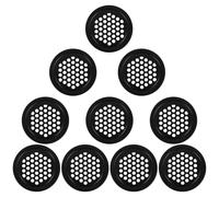 LALADEFIEE 10 Pcs Stainless Steel Black Round Ventilation Covers with Mesh Screen, 35mm Heat Emission Hole Air Vents for Wardrobe and Cabinet Ventilation