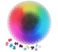 LALADEFIEE 1000 Piece Rainbow Gradient Circle Puzzle Jigsaw for Adults Easy Color Changing Paper Puzzle with Printing and Unique Design for Relaxing Leisure and Home Decor
