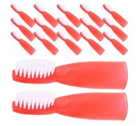 LALADEFIEE 100Pcs Red Soft Bristle Finger Toothbrush for Adults, Mini Manual Toothbrush Bulk Pack, Portable Oral Care for Prisons, Nursing Homes, and Detention Centers