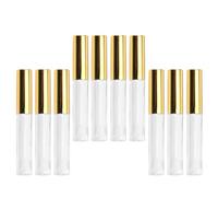 LALADEFIEE 10ml Empty Plastic Lip Gloss Tubes 10pcs Circular Lip Tube with Metallic Cap Portable Carry for Travel and DIY Oil or Dye Liquid