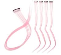 LALADEFIEE 10pc Holiday Glamour Pink Hair Extensions Women Girls Wig Heat Fiber Hairpiece Hair Extension Clip Braiding
