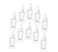 LALADEFIEE 10pcs 15ml Square Glass Dropper Bottles Essential Oil Bottles Portable Small with White Plastic Ring and Glass Pipette for Travel and Outdoor Use
