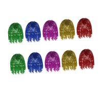 LALADEFIEE 10pcs Colorful Plastic Tinsel Party Wigs Set for Halloween Cosplay Masquerade, Charming Headdress Hair Wigs in Gold, Red, Rose Red, Green, Blue Fashionable Costume Hair Accessories