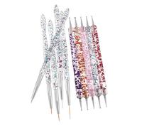 LALADEFIEE 10pcs Double-ended Nail Dotting Tool with Art Brushes for Precise Manicure Embossing and Drawing Professional Women Nail Design Pen for Creative Flower Patterns and Raised Textures
