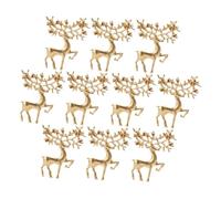 LALADEFIEE 10Pcs Elk Brooches Retro Deer Corsages Matte Gold Collar Pins for Women Christmas Party Elegant Clothing Decoration Gifts