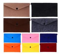 LALADEFIEE 10Pcs Felt Snap Button Envelope Pouches Soft Protective Small Storage Bags for Phone Cash Earphones Charging Cables Stationery Multifunctional